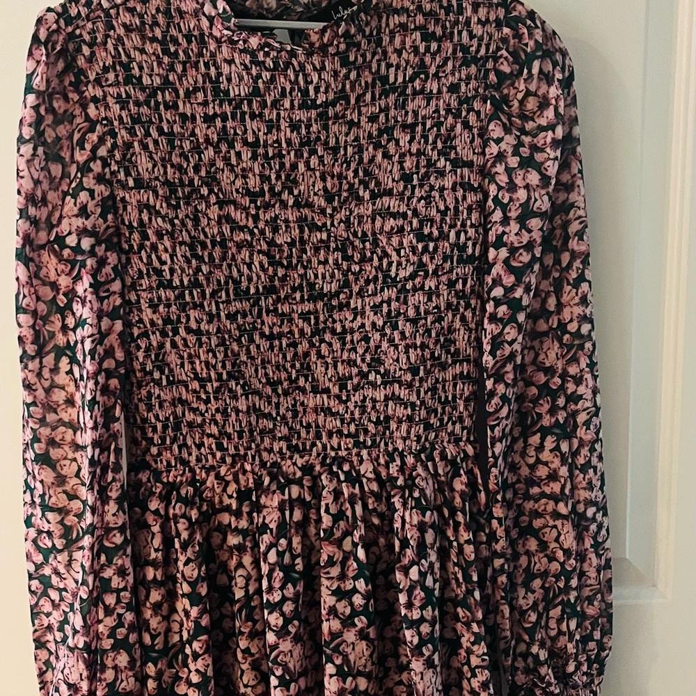 Lulu's Pink and Green Floral Dress - Picture 1 of 3